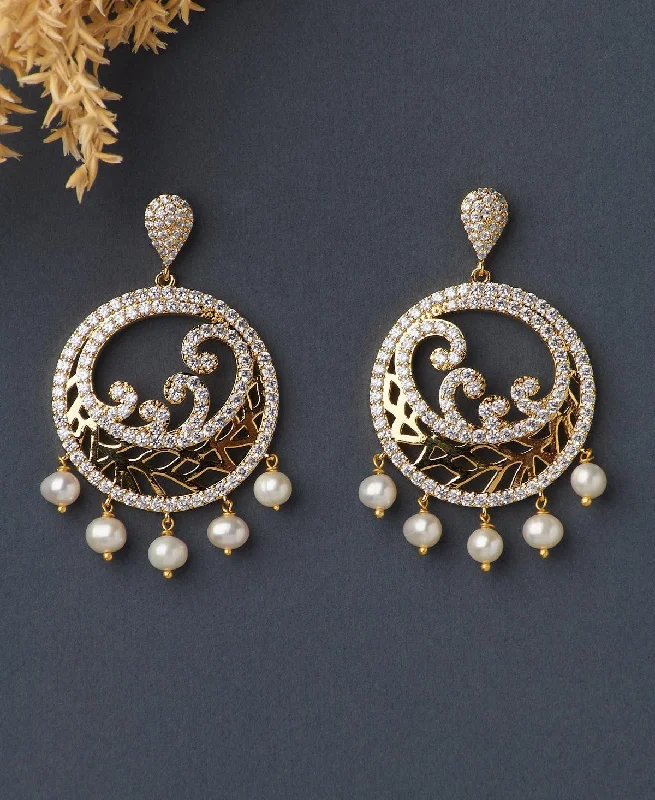 women diamond earrings -Faiza Pearl Chandeliers Earring