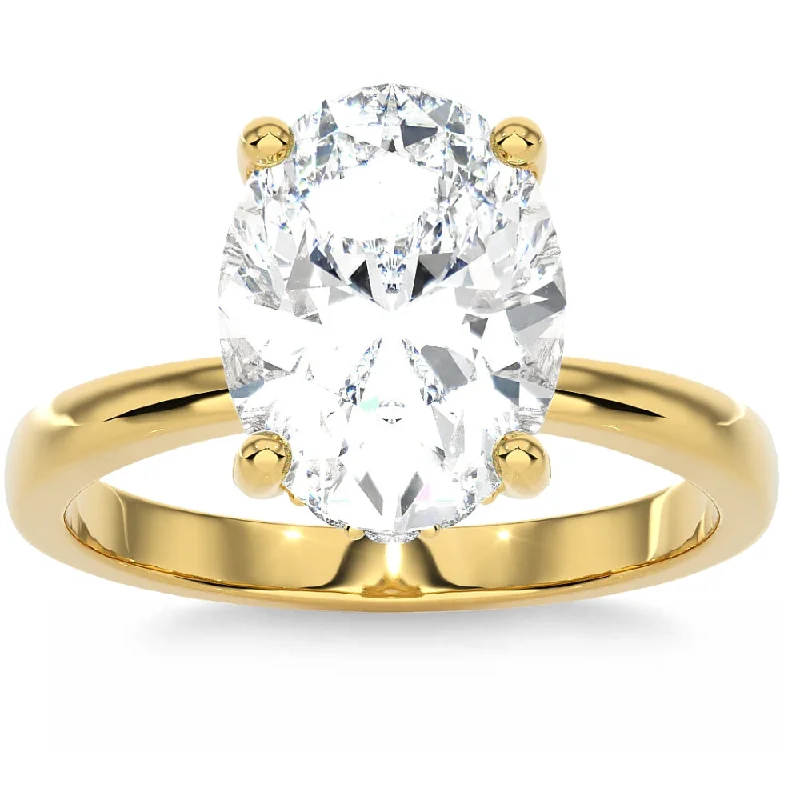 diamond halo engagement rings -Certified 3.10Ct Oval Diamond Side Halo Engagement Ring in 14k Gold