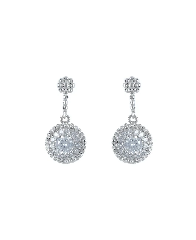 women sapphire earrings -Fashionable Stone Studded Silver Earring