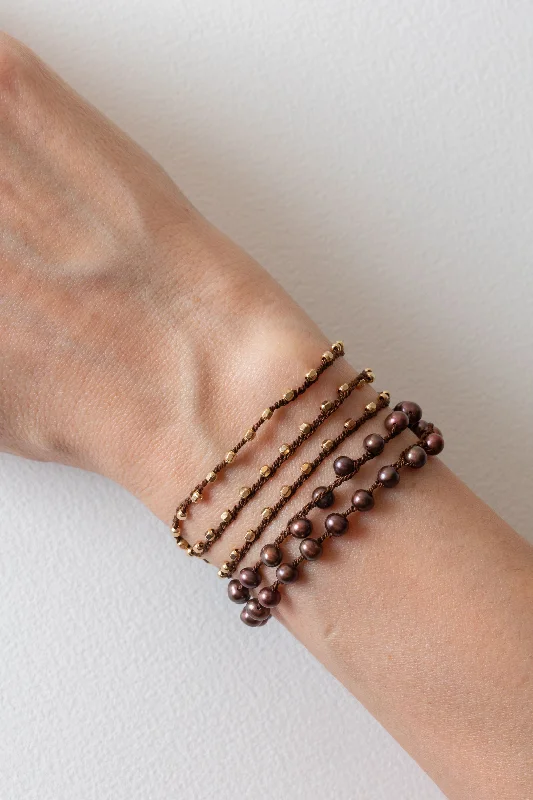 Beaded Wrap Bracelet | Copper Colored Pearls