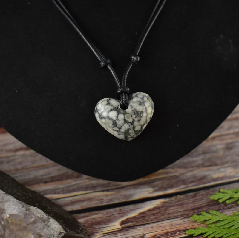 women inspirational necklaces -Crinoid Fossil Heart Focal Pendant Necklace