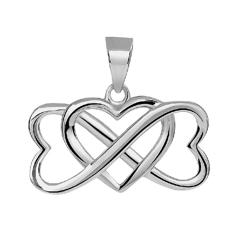 women statement necklaces -14k White Gold Interlocking Triple Heart Infinity Love Pendant