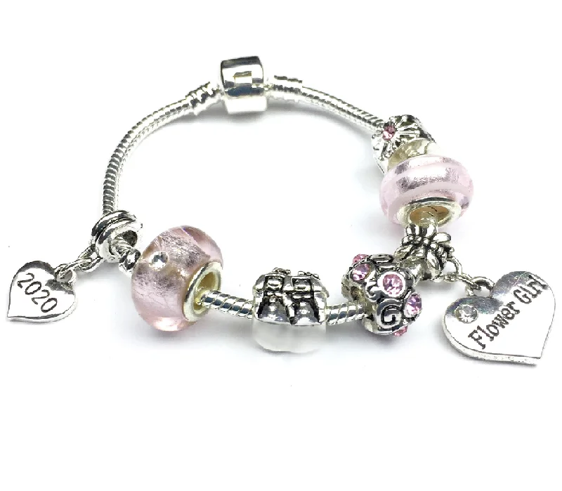 Children's 2024 ‘Candy Pink' Flower Girl Silver Plated Bracelet