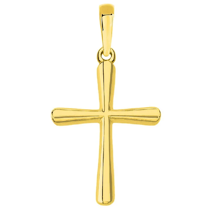 women layered gold necklaces -14k Yellow Gold Slender Small Cross Charm Pendant