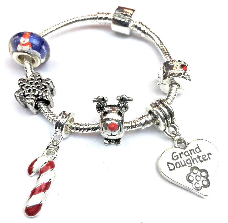 Children's Granddaughter 'Christmas Wishes' Silver Plated Charm Bracelet