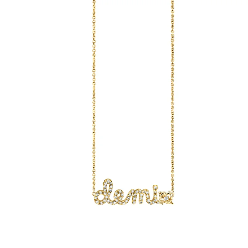 women 18k gold necklaces -Gold & Diamond Small Custom Script Pisces Zodiac Necklace