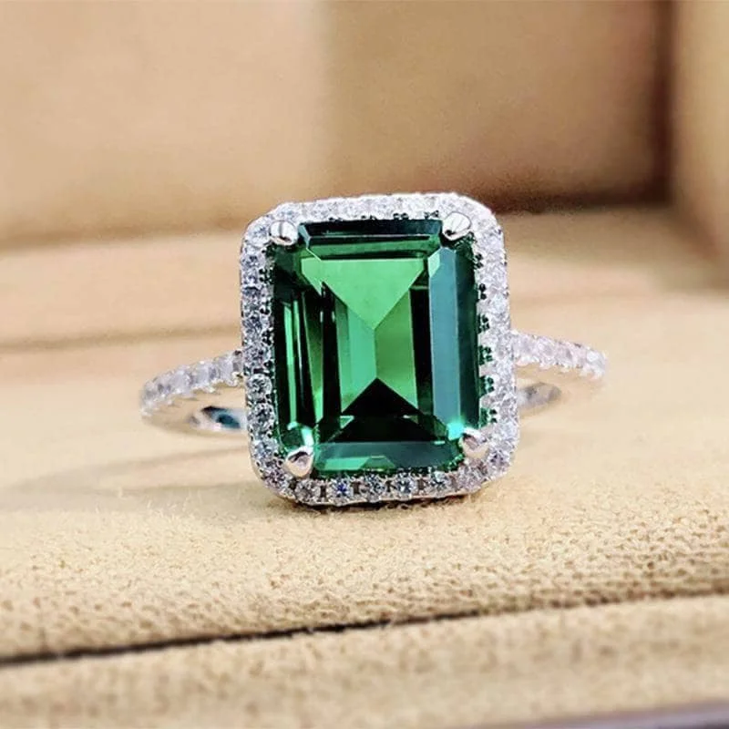 unique engagement ring designs -Amazing 3.5 Carat Emerald Cut Halo Engagement Ring