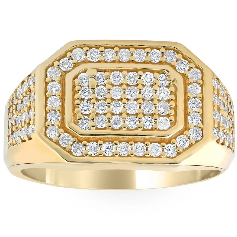 elegant engagement rings -1Ct Men's Diamond Ring 10k Yellow Gold