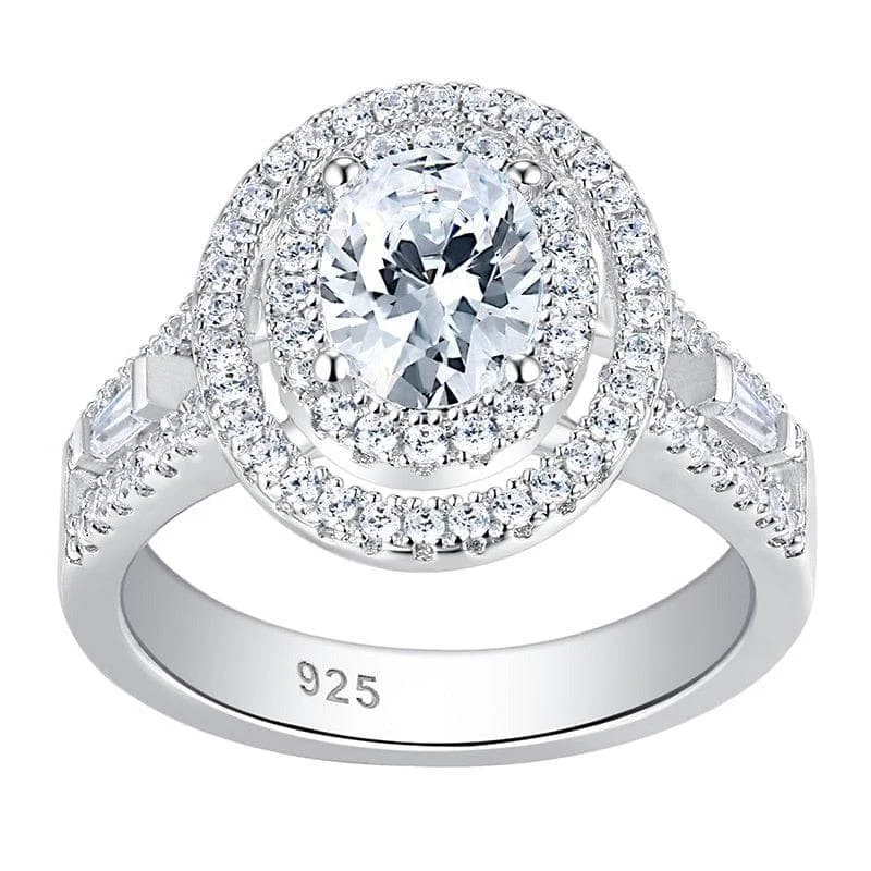 luxury diamond engagement rings -Halo Oval Shaped Created Diamond Engagement Ring