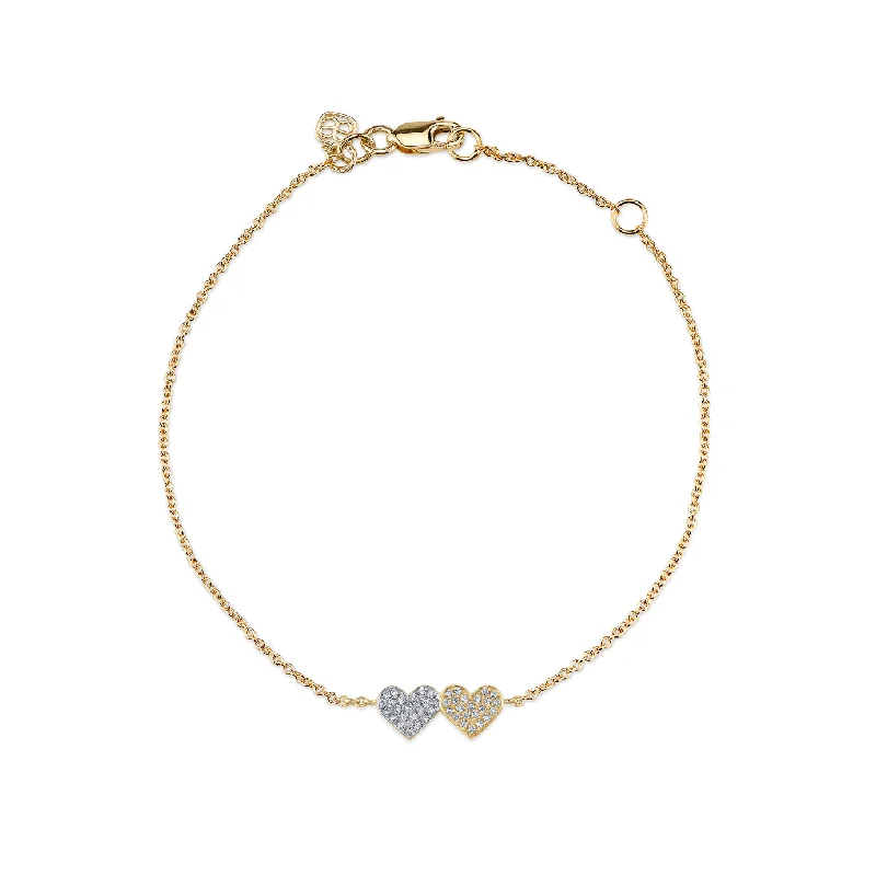 Gold & Diamond Double Heart Bracelet