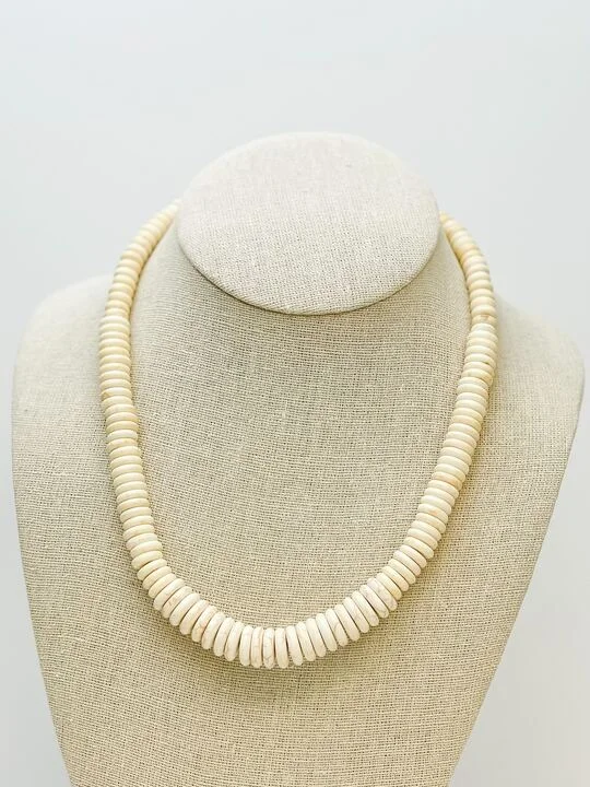 women two-tone necklaces -Western Ivory Stone Disc Necklace