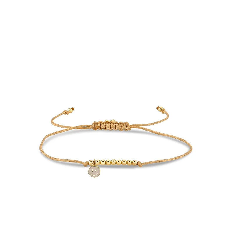 Gold & Enamel Happy Face Cord Bracelet