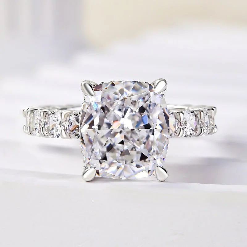 unique princess cut engagement rings -Elegant 3.5ct Cushion Cut Diamond Engagement Ring