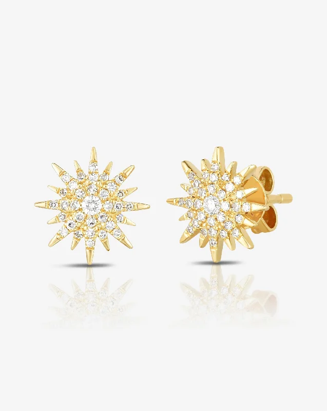 women ear cuff earrings -Starburst Diamond Studs