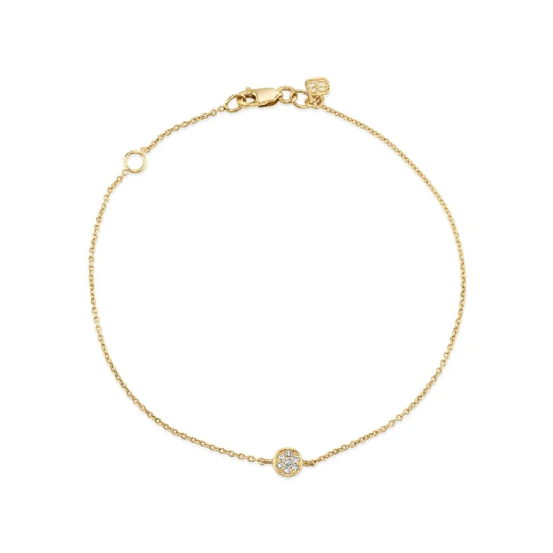 Gold & Diamond Tiny Disc Bracelet