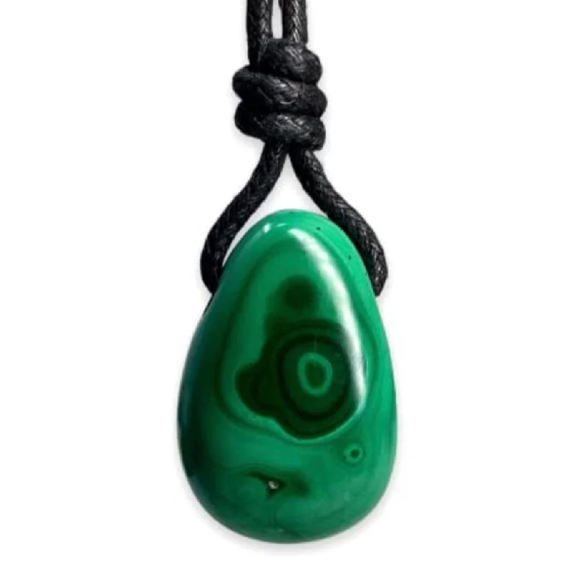 women engraved necklaces -Luck Strings Malachite Pendant - Harmonizing Beauty