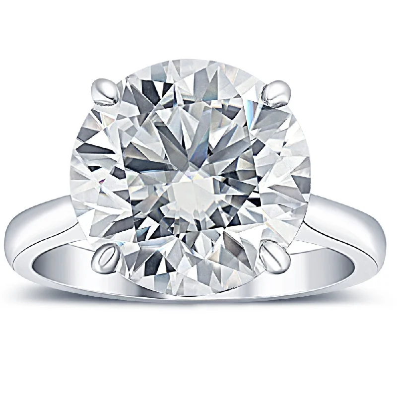 moissanite engagement rings -6 Ct Moissanite Solitaire Engagement Ring 10k White Gold (12mm stone)