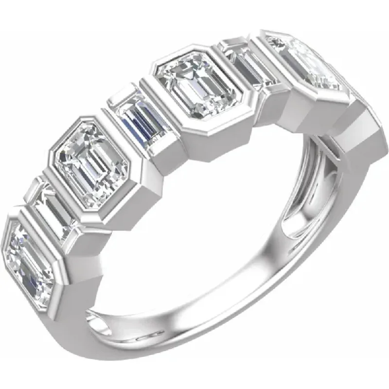 two-tone engagement rings -2.00Ct Emerald Cut Wedding Ring Anniversary Band 14k Gold Lab Grown