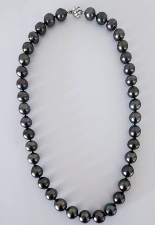 women cross necklaces -Tahitian Pearl Necklace with 14kt White Gold Clasp