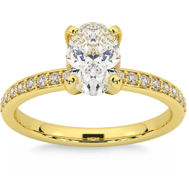 unique engagement ring designs -2 1/4CT Oval Moissanite & Lab Grown Diamond Engagement Ring White or Yellow Gold