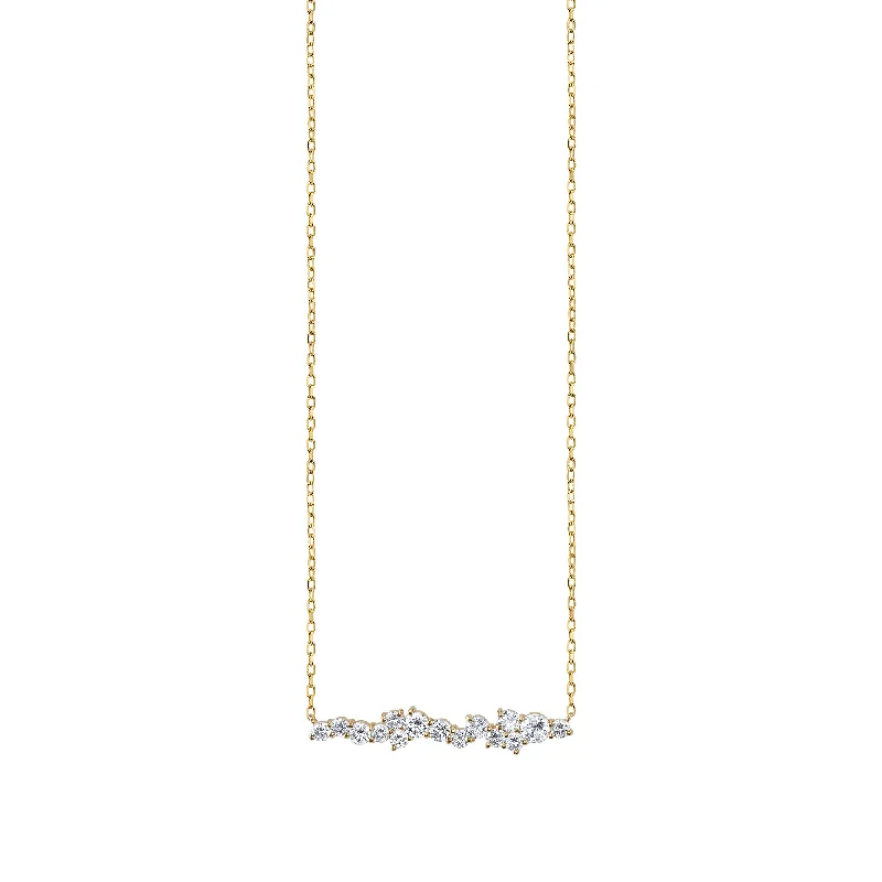 women silver necklaces -Gold & Diamond Cocktail Short Bar Necklace