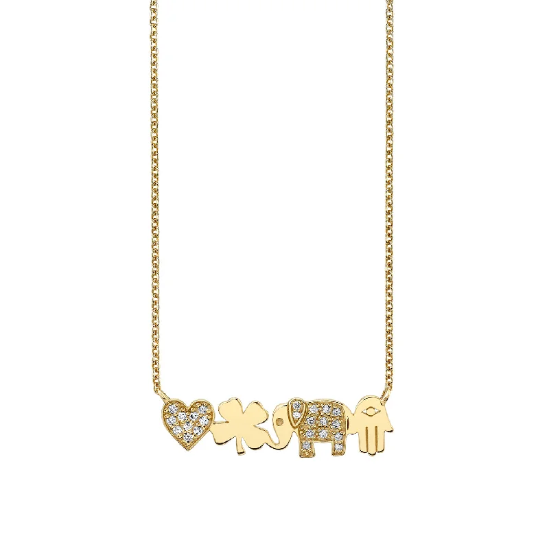 women custom necklaces -Gold & Diamond Icon Bar Necklace