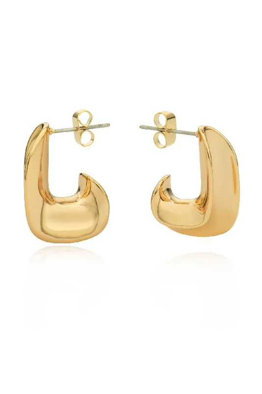 women luxurious diamond earrings -L Shaped Gold Hoop Earrings