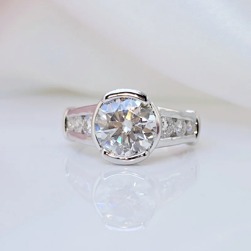 contemporary moissanite engagement rings -3ct Round Cut Diamond White Gold Luxury Engagement Ring