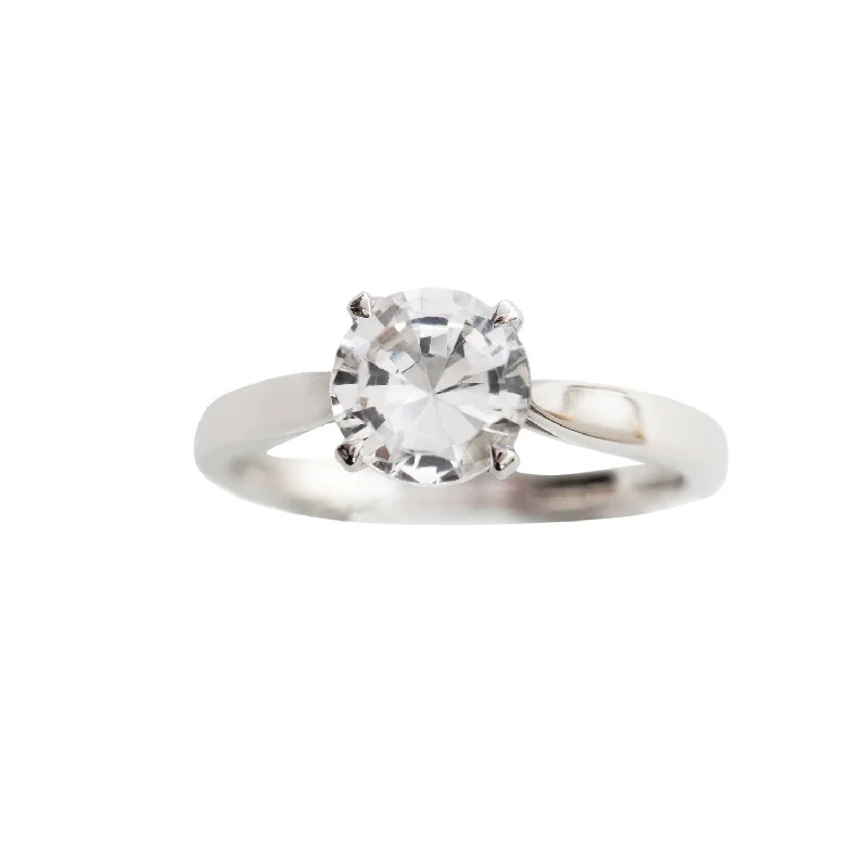 women romantic rings -Classic Engagement Ring Whitegold, White