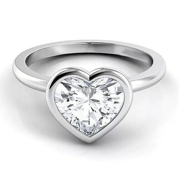 custom engagement rings with engravings -3.0 Ct Heart Cut Diamond Engagement Ring