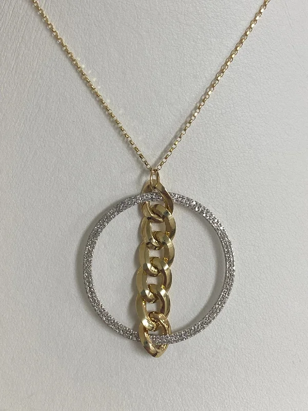 women 18k gold necklaces -14kt Yellow and White Gold Diamond Fashion Pendant