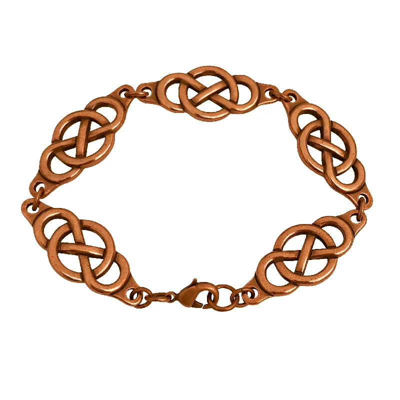 Reversible Antique Copper Plated Celtic Knot Infinity Link Bracelet - 8 Inches