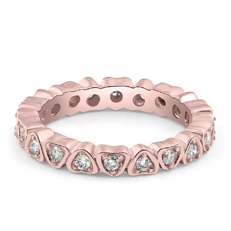 multi-stone engagement rings -1/2CT Diamond Heart Eternity Ring in White, Yellow, or Rose Gold