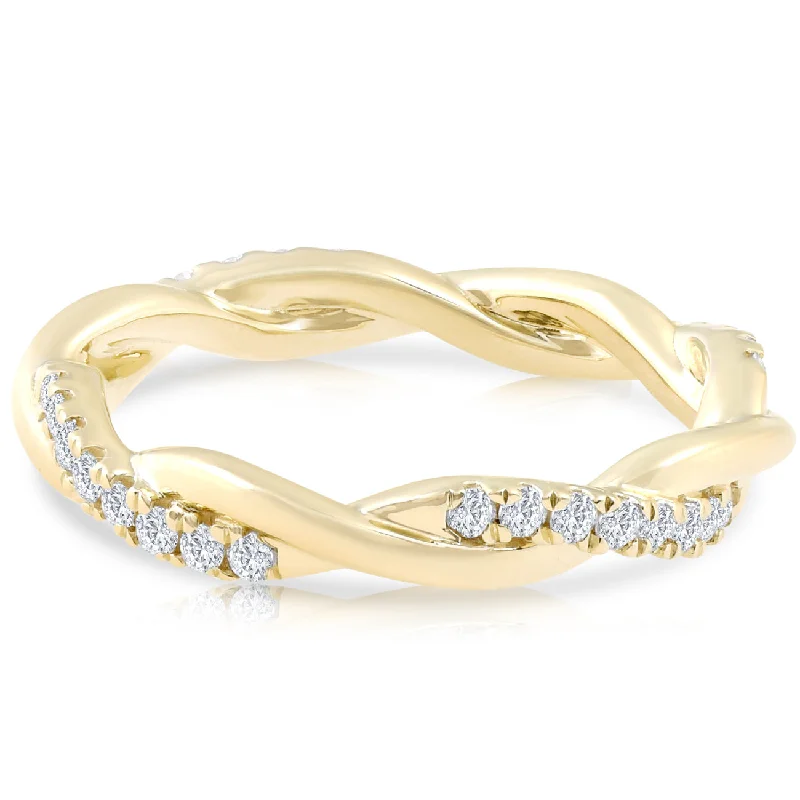 affordable engagement rings -1/3 Ct Diamond Eternity Petite Twist Vine Eternity Ring 10k Yellow Gold