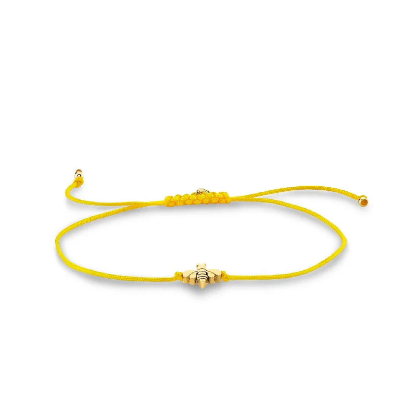 Pure Gold Tiny Bee Bead Cord Bracelet