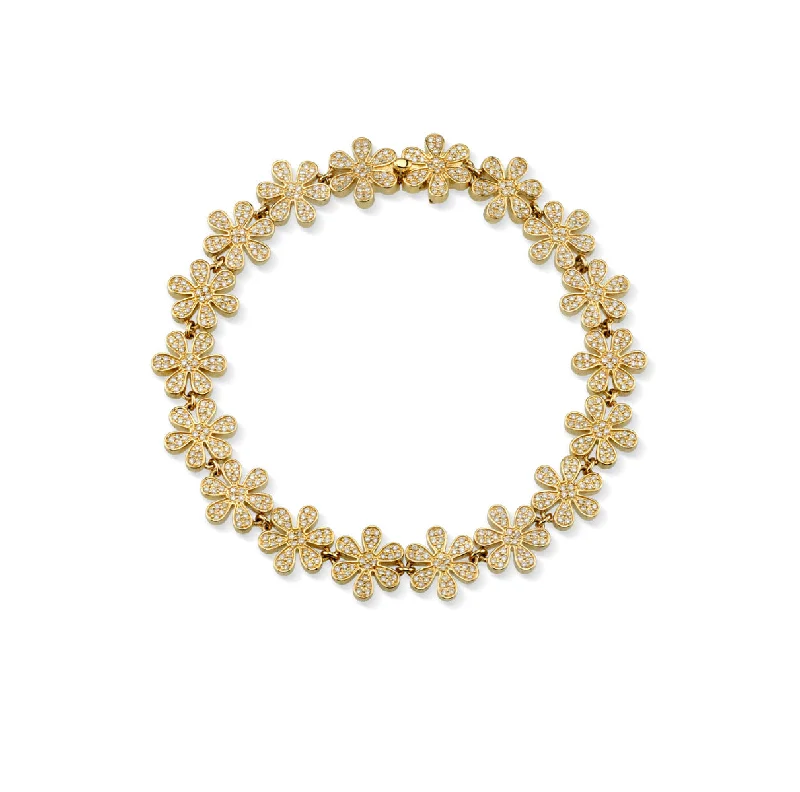 Gold & Diamond Daisy Eternity Bracelet