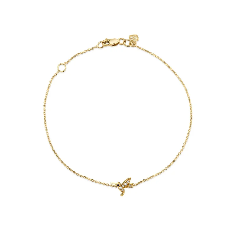 Gold & Diamond Tiny Hummingbird Bracelet