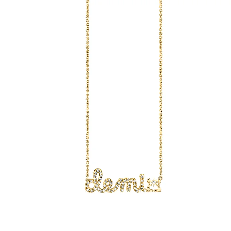 women bracelet and necklace sets -Gold & Diamond Small Custom Script Gemini Zodiac Necklace