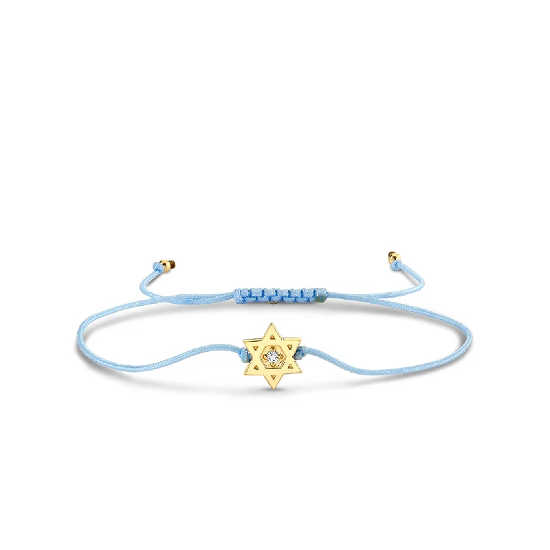 Gold & Diamond Star Of David Cord Bracelet