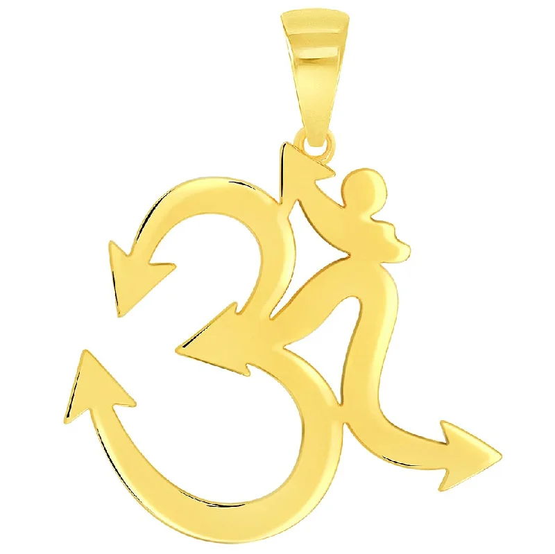 women layered necklaces -Solid 14k Yellow Gold Om Spiritual Symbol Pendant