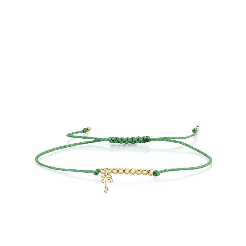 Pure Gold Tiny Palm Tree Cord Bracelet