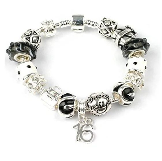 Teenager's 'Dreams Really Do Come True' Age 13/16/18 Silver Plated Charm Bead Bracelet