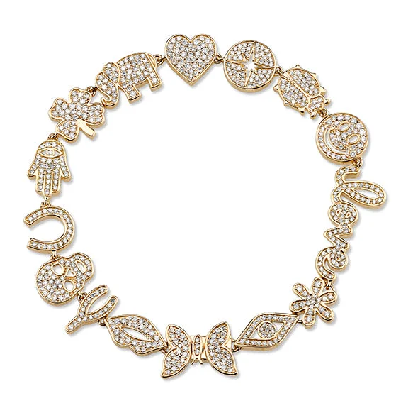 Gold & Pavé Diamond Multi-Icon Bracelet