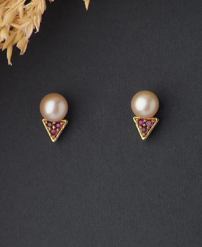 women sparkling drop earrings -Elegant Stud Pearl Earring