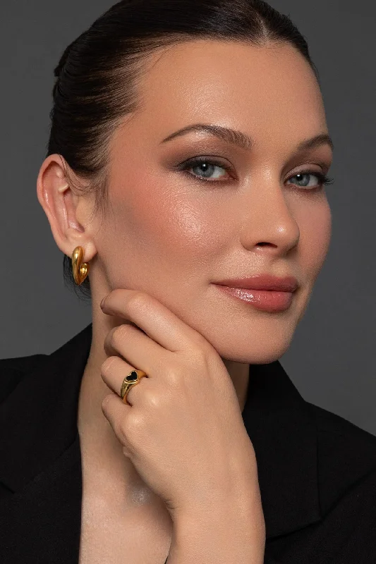 women large hoop earrings -Gold V- Hoops Earrings