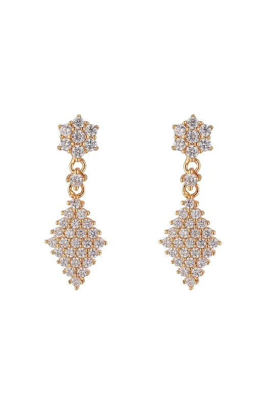 women cubic zirconia earrings -Gold Diamond Drop Earrings