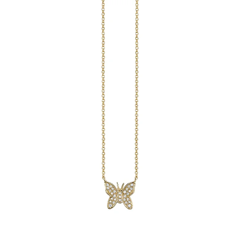 women eco-friendly necklaces -Gold & Diamond Mini Butterfly Necklace