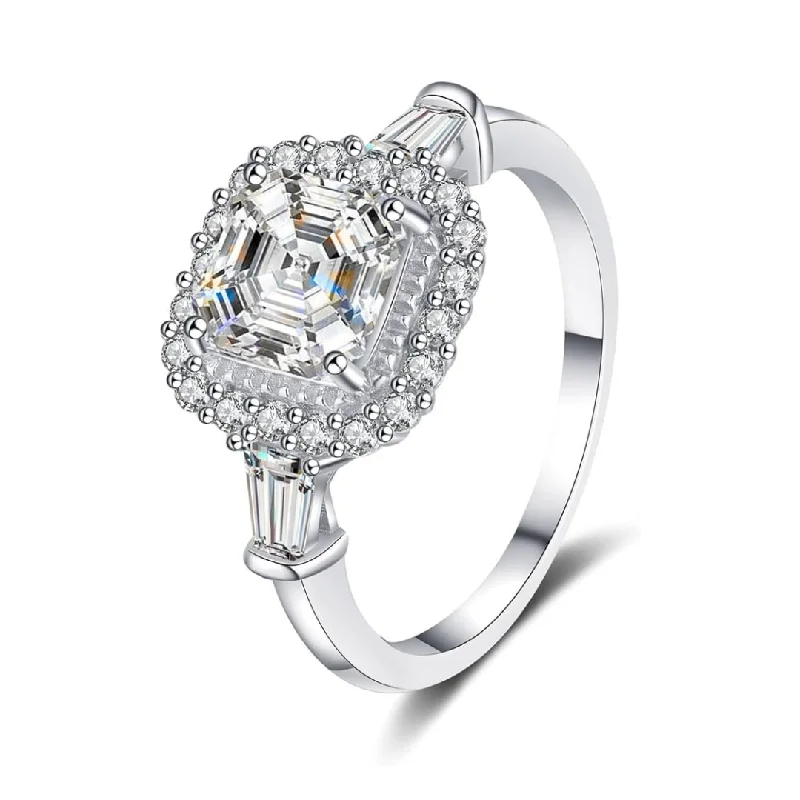 round diamond engagement rings -2.0 Ct Cushion Cut Diamond Halo Engagement Ring