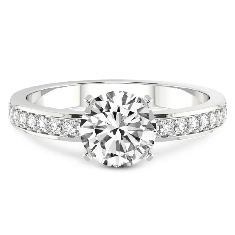 handpicked engagement rings -1/5Ct Lab Grown Diamond & 7mm Moissanite Round Engagement Ring in 10k Gold