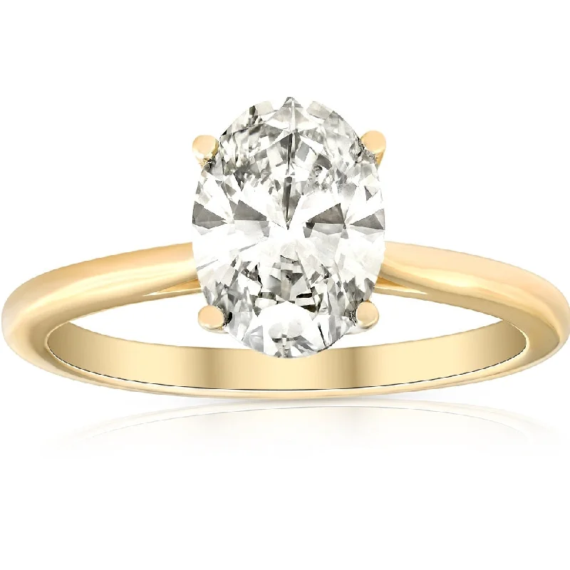 multi-stone engagement rings -VS 1 3/4Ct Solitaire Oval Diamond 14k Yellow Gold Engagement Ring Lab Grown